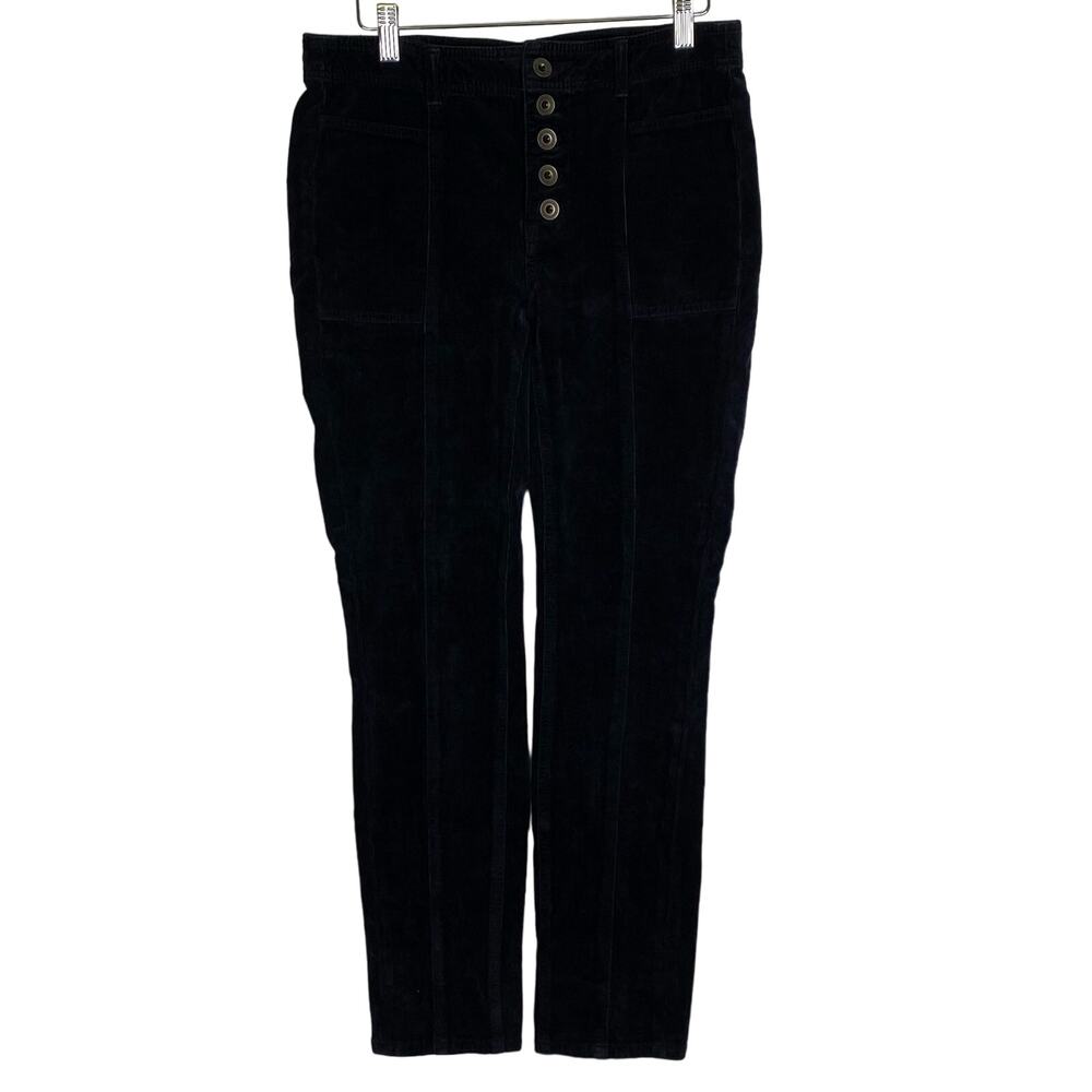 Pilcro Anthropologie Corduroy Pants Womens 26 Black High Rise Skinny Button Fly